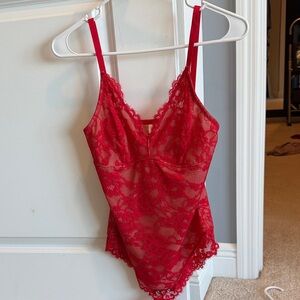 Elegant Scarlet Lace Slip